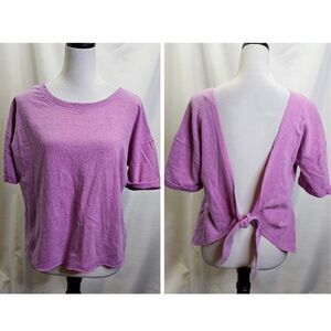 Victoria's Secret Purple Open Tie Back Short Sleeve Active Top Size Small